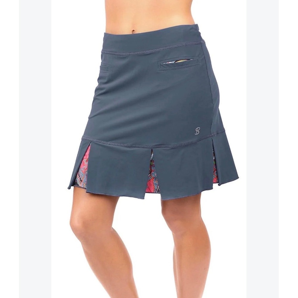 Sofibella Womens Steel Blue Paisley Pleated Tennis Golf Skort Size Medium